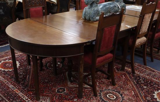 A George III D end mahogany extending dining table L.309cm